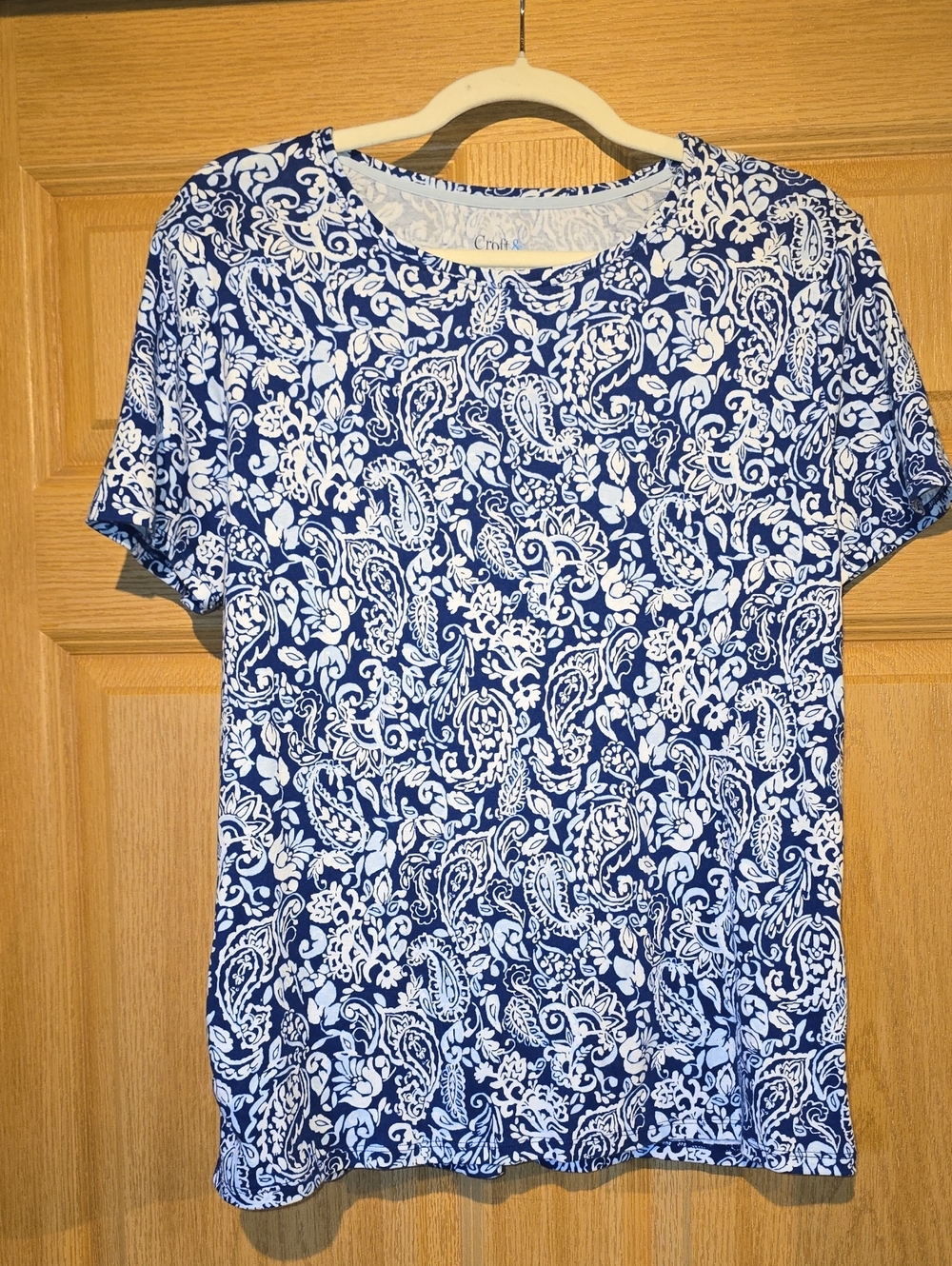 croft & barrow Blue and White Paisley Short-Sleeve Tee